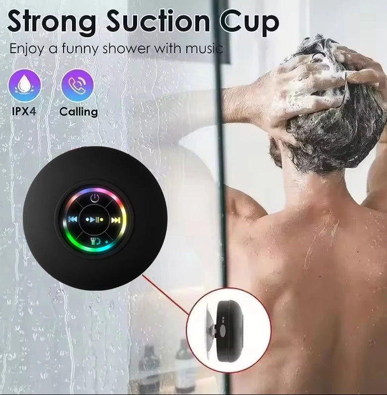 Portable Wireless Bluetooth Speaker LED Light IPX4 Waterproof Loudspeaker Outdoor Bathroom Large Suction Cup Stereo Sound Box