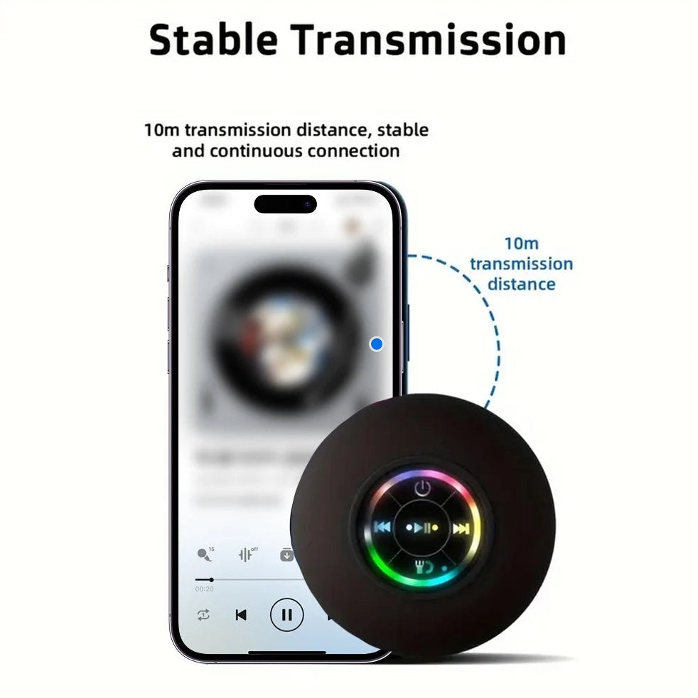 Portable Wireless Bluetooth Speaker LED Light IPX4 Waterproof Loudspeaker Outdoor Bathroom Large Suction Cup Stereo Sound Box